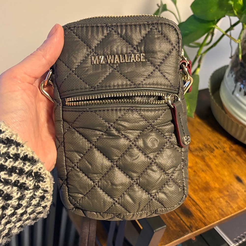 MZ Wallace MAKE AN OFFER Quilted Crossbody Phone Pouch in Brown